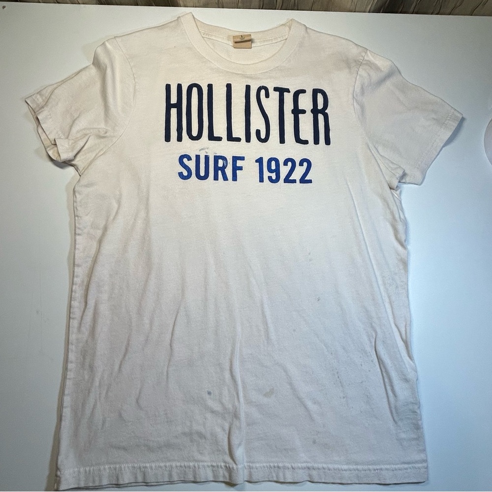 🔥2/$20 Mix & Match🔥Hollister Men’s L Tee Shirt Crew Neck White Logo Surf 1922